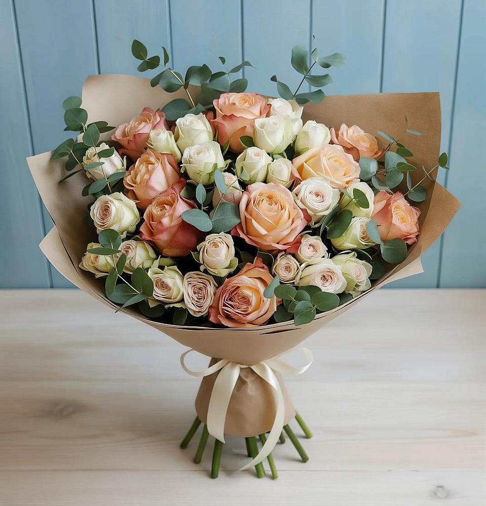 Букет цветов из: Альстромерии и Розы в Архангельском Ставропольского края