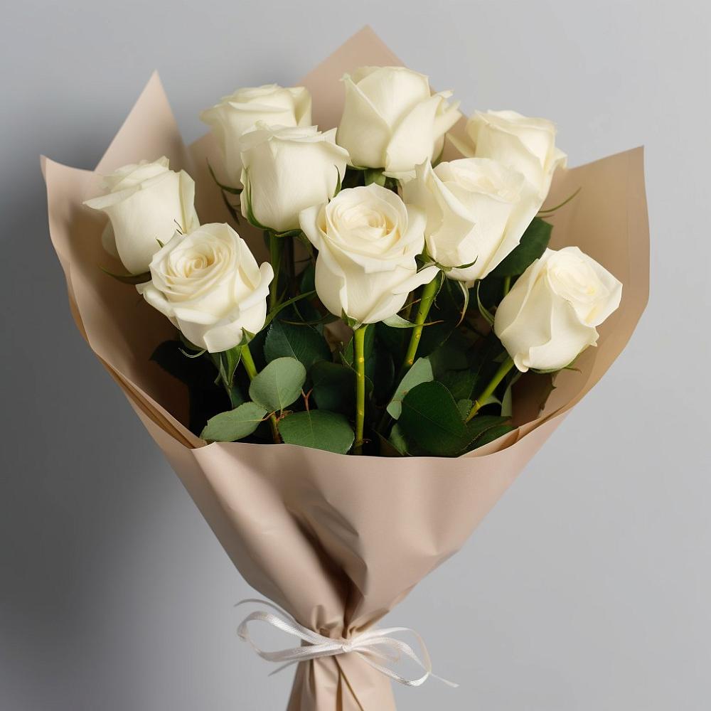 Букет 9 Белых роз Эдлесс Лав в Архангельском Ставропольского края