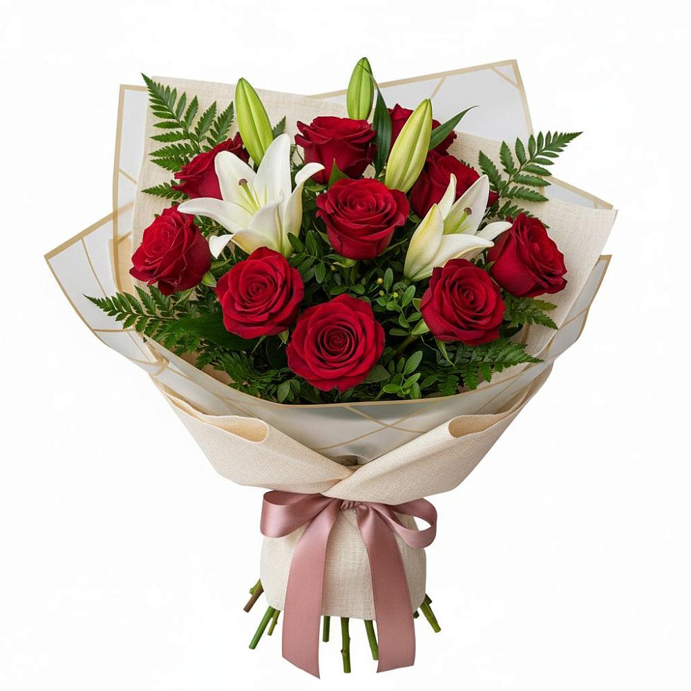 Букет цветов из: Лилии и Розы в Архангельском Ставропольского края