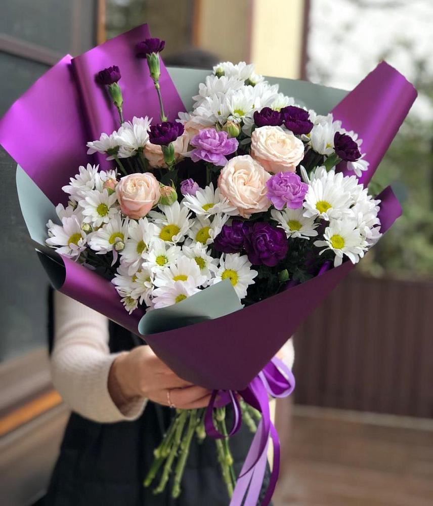 Букет цветов из: Хризантемы, Гвоздики и Розы в Архангельском Ставропольского края