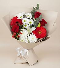 Букет цветов из:  Розы, Хризантемы, Герберы и Лилии в Архангельском Ставропольского края