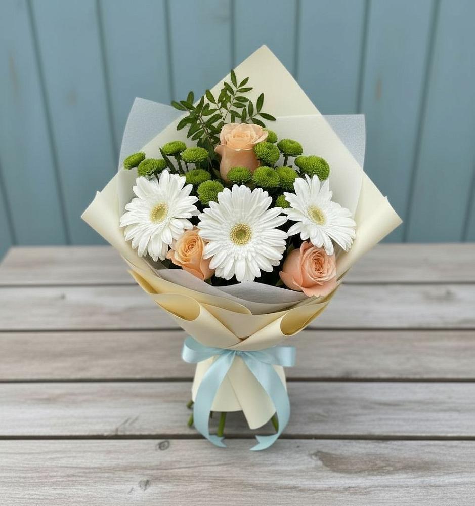 Букет цветов из: Герберы, Розы и Хризантемы в Архангельском Ставропольского края