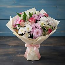 Букет цветов из:  Хризантемы, Альстромерии и Розы в Архангельском Ставропольского края