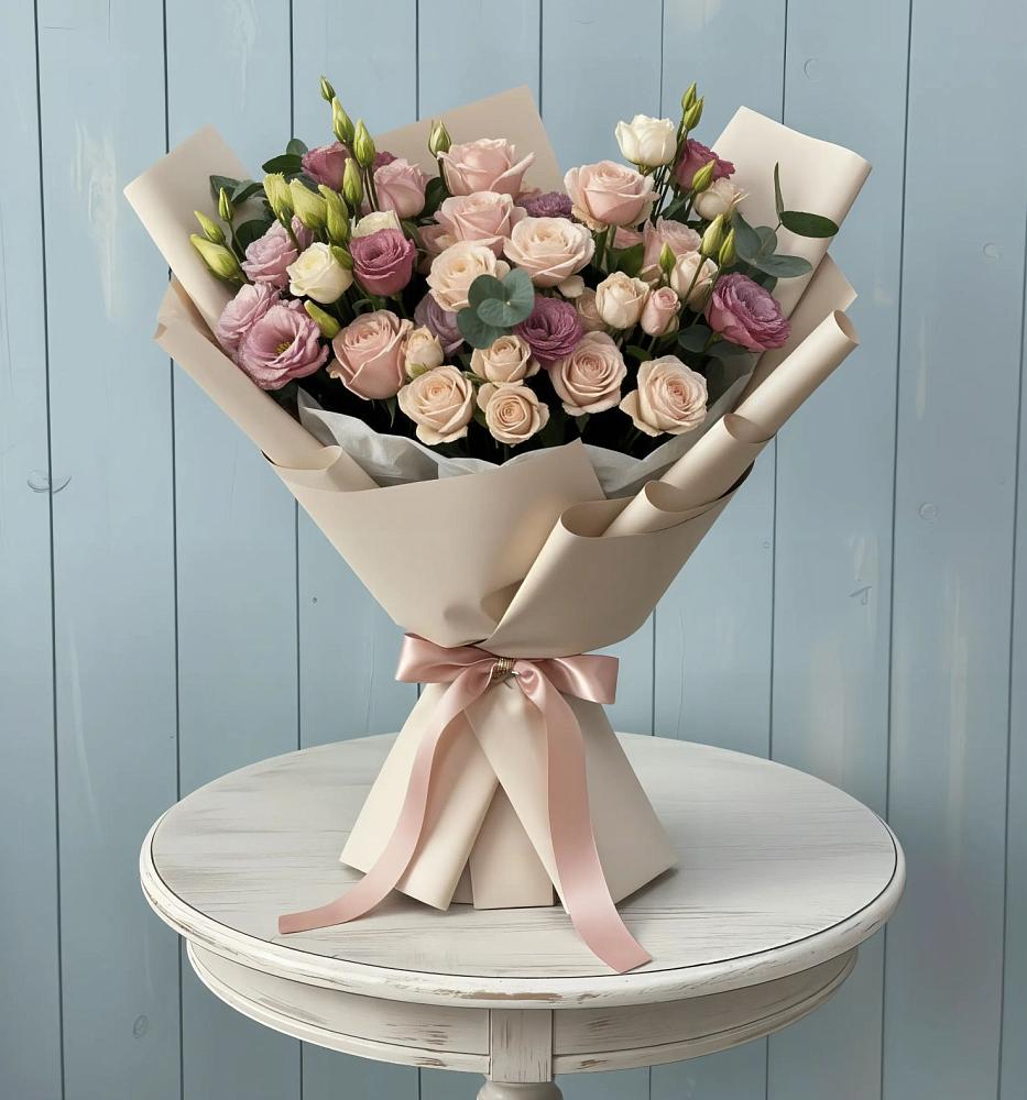 Букет цветов из: Розы и Лизиантусы в Архангельском Ставропольского края