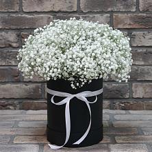 Цветочная композиция из Гипсофила в шляпной коробке в Архангельском Ставропольского края
