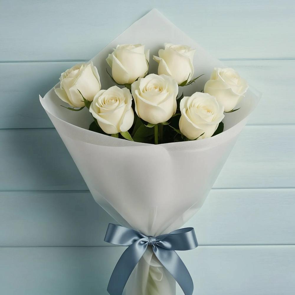 Букет 7 Белых роз Эдлесс Лав в Архангельском Ставропольского края