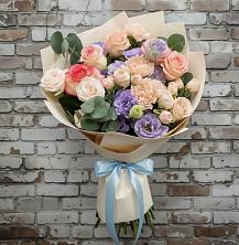 Букет цветов из:  Розы, Лизиантусы и Гвоздики в Архангельском Ставропольского края